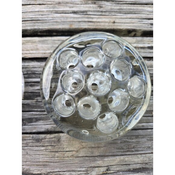 2 Small Vintage Glass Flower Frogs 11 Holes 3 inch Floral - Picture 4 of 16